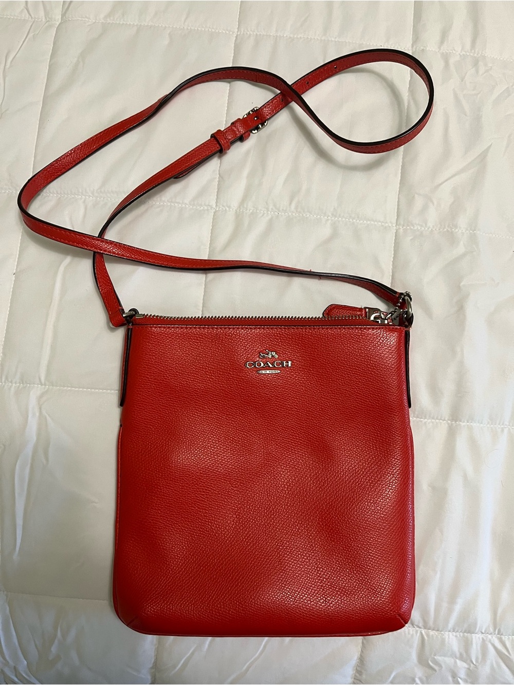 Coach Red Pebbled Leather Crossbody